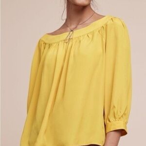 Anthropologie Maeve Yanna Off The Shoulder top Yellow Dandelion